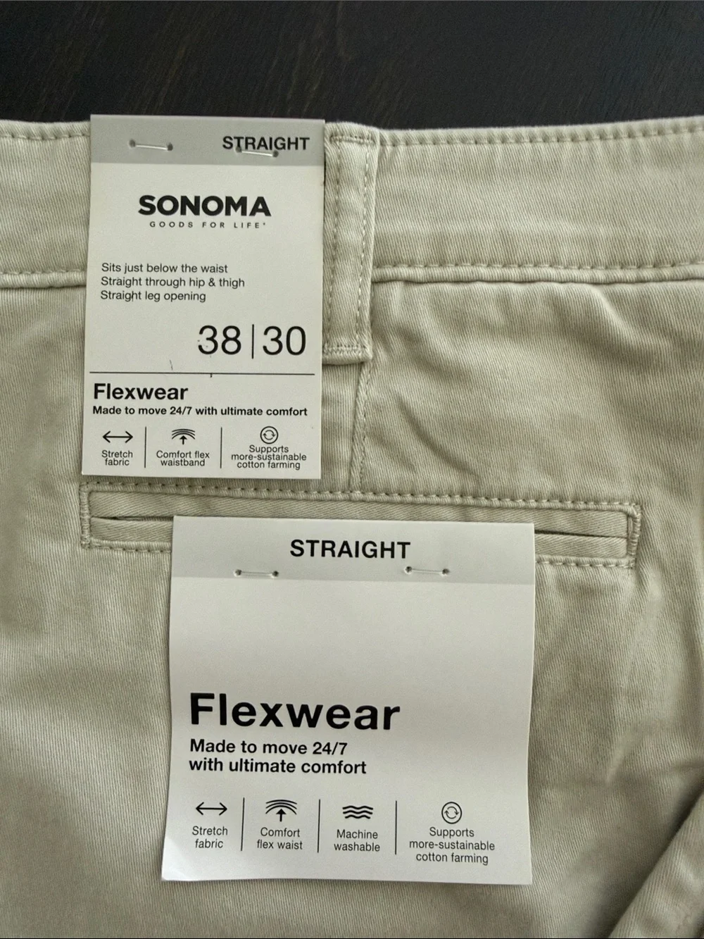 Sonoma Flexwear Straight Pants in Light Cream 010 - Picture 2 of 3